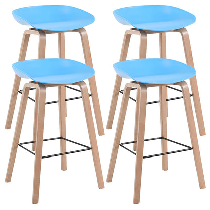 Tabouret de bar moderne du milieu du siècle en plastique avec pieds en bois
