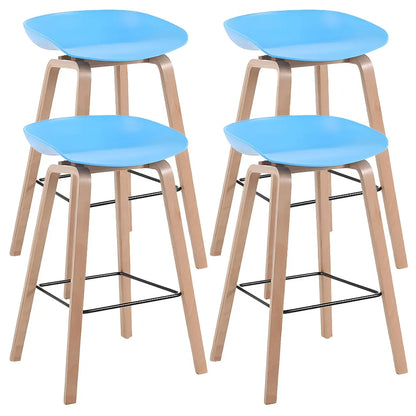 Tabouret de bar moderne du milieu du siècle en plastique avec pieds en bois