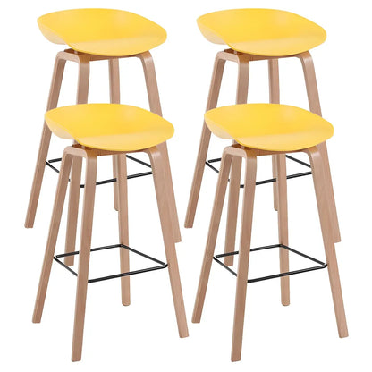 Tabouret de bar moderne du milieu du siècle en plastique avec pieds en bois