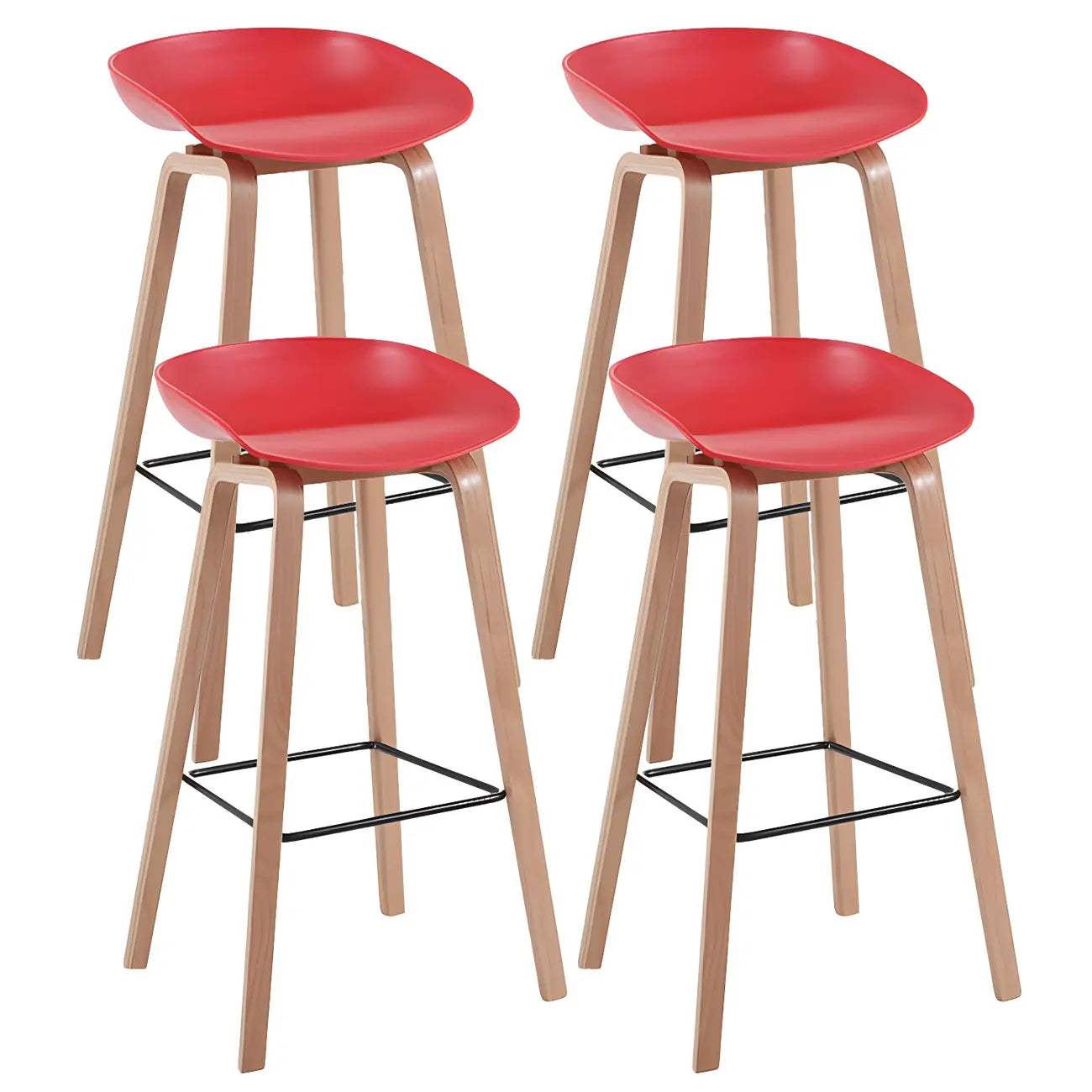 Tabouret de bar moderne du milieu du siècle en plastique avec pieds en bois