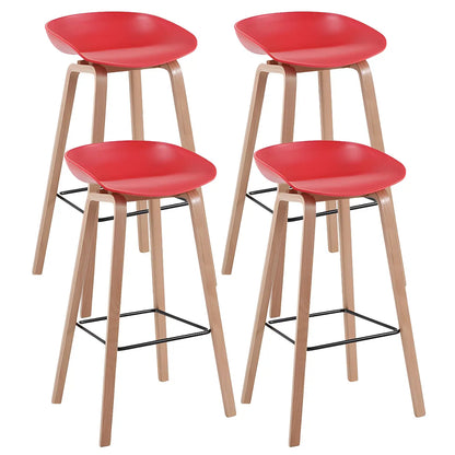 Tabouret de bar moderne du milieu du siècle en plastique avec pieds en bois