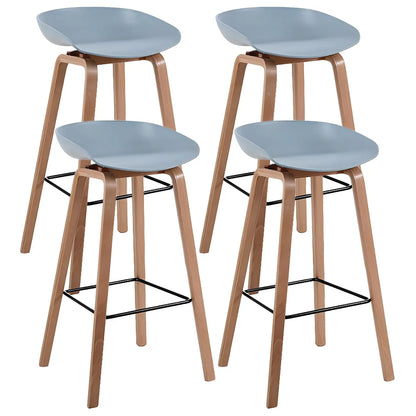 Tabouret de bar moderne du milieu du siècle en plastique avec pieds en bois