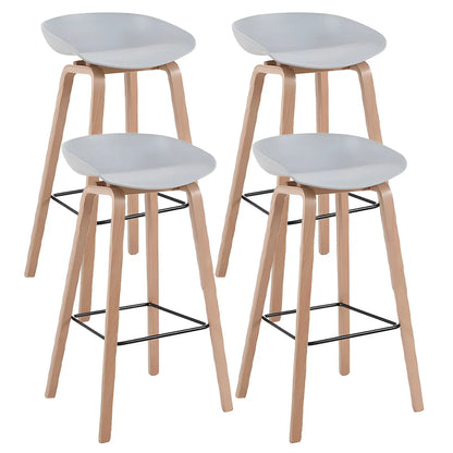 Tabouret de bar moderne du milieu du siècle en plastique avec pieds en bois