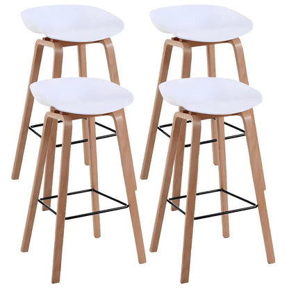 Tabouret de bar moderne du milieu du siècle en plastique avec pieds en bois