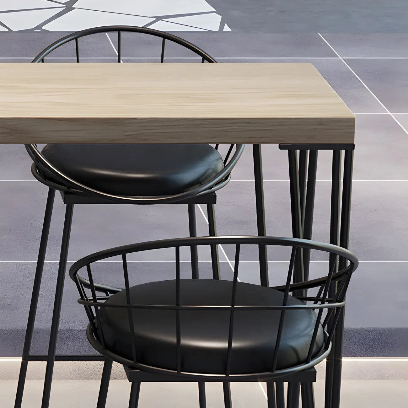 Tables de bar élégantes avec plateau en faux marbre noir
