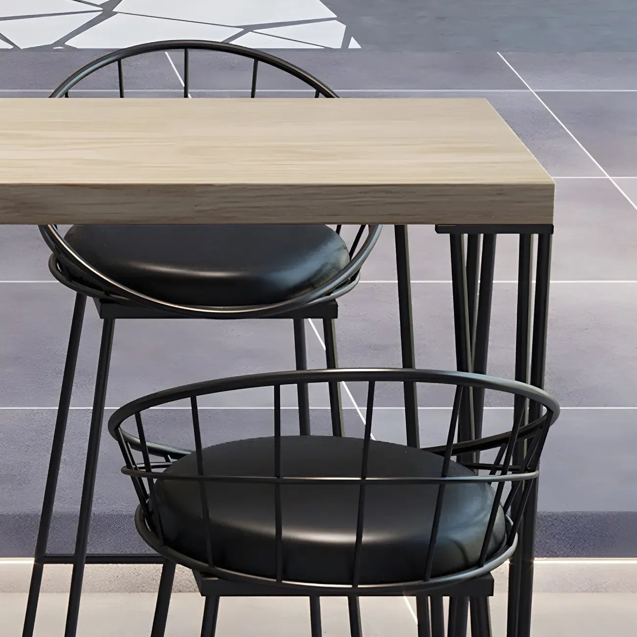 Tables de bar élégantes avec plateau en faux marbre noir