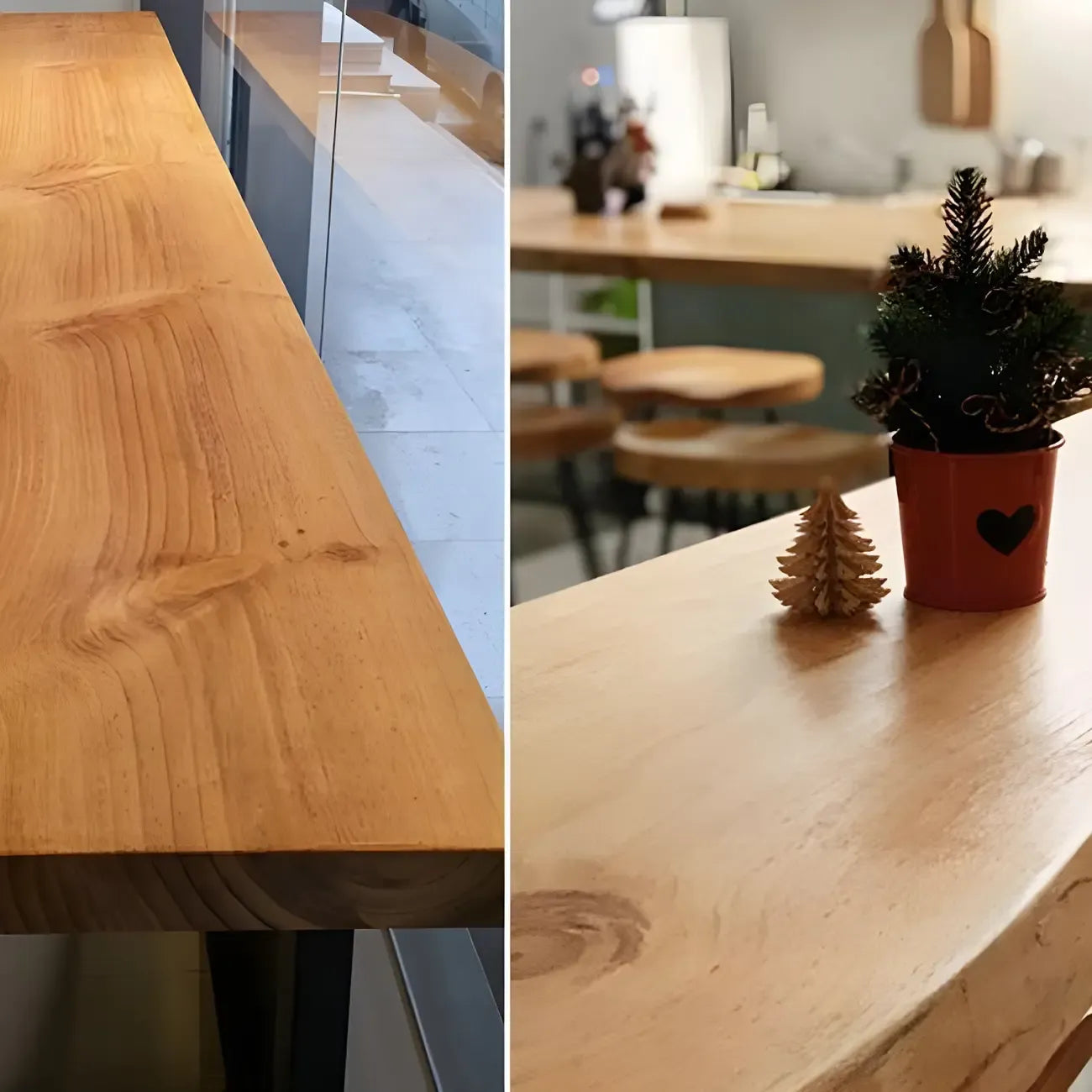 Table de bar moderne en bois brun et fer, style traîneau, pour pub