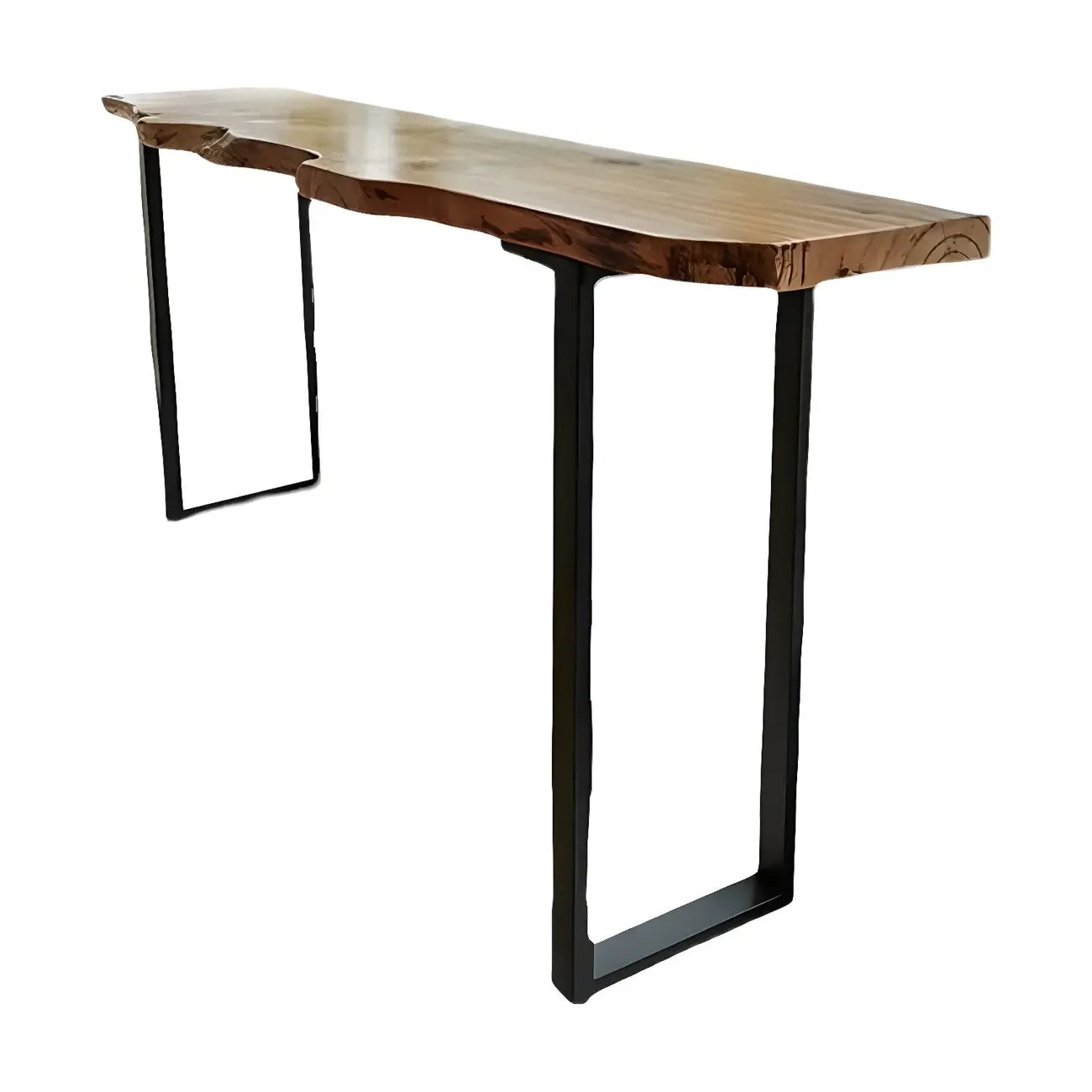 Table de bar moderne en bois brun et fer, style traîneau, pour pub