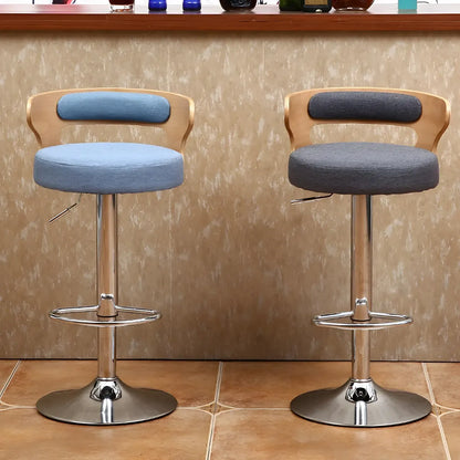 Tabourets de bar pivotants ronds en cuir réglables avec dossier