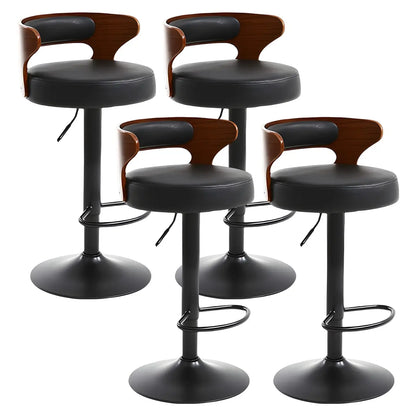 Tabourets de bar pivotants ronds en cuir réglables avec dossier
