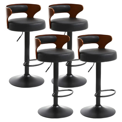 Tabourets de bar pivotants ronds en cuir réglables avec dossier