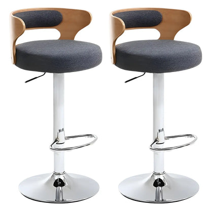 Tabourets de bar pivotants ronds en cuir réglables avec dossier