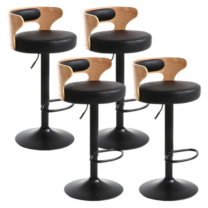 Tabourets de bar pivotants ronds en cuir réglables avec dossier