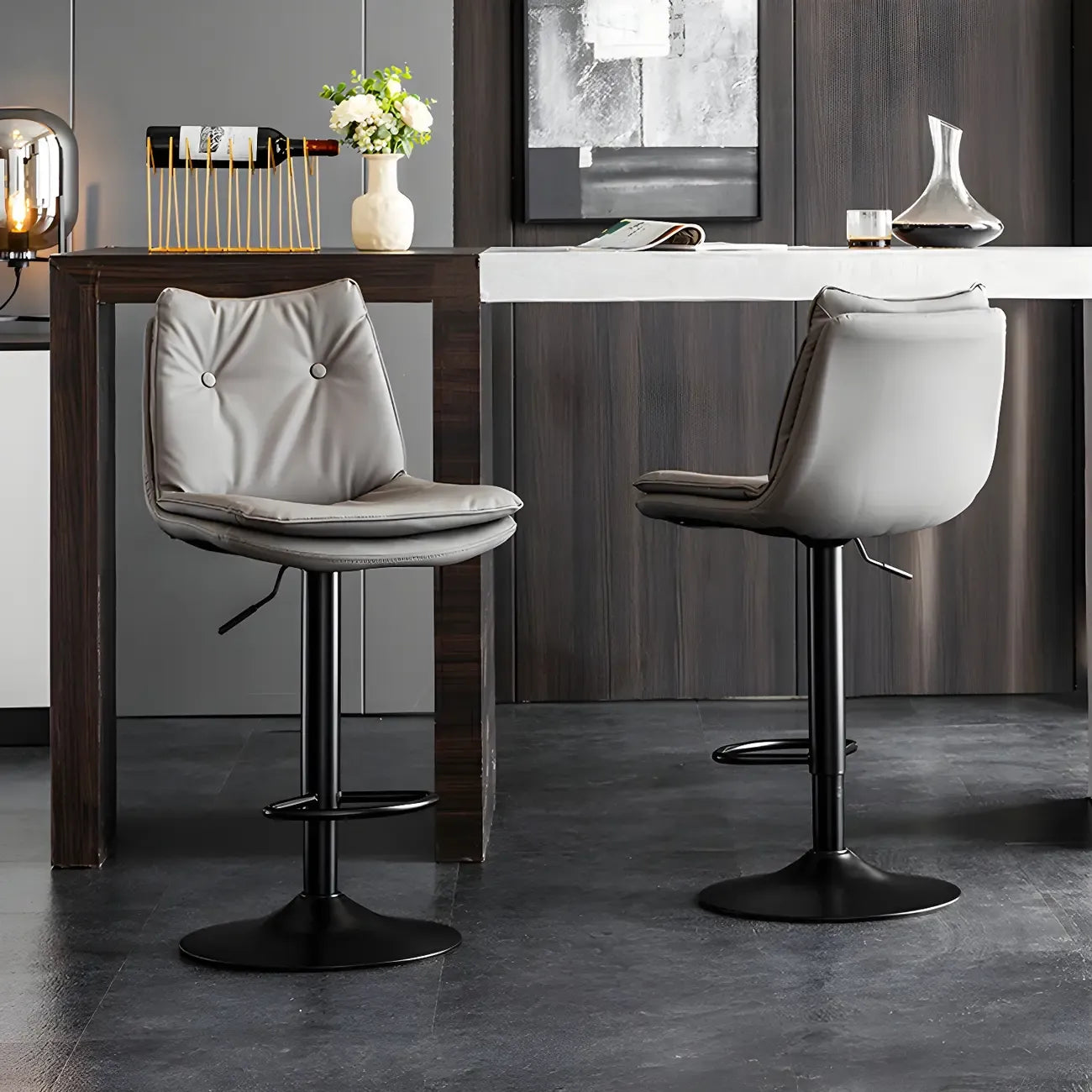 Tabourets de bar pivotants en cuir réglables modernes