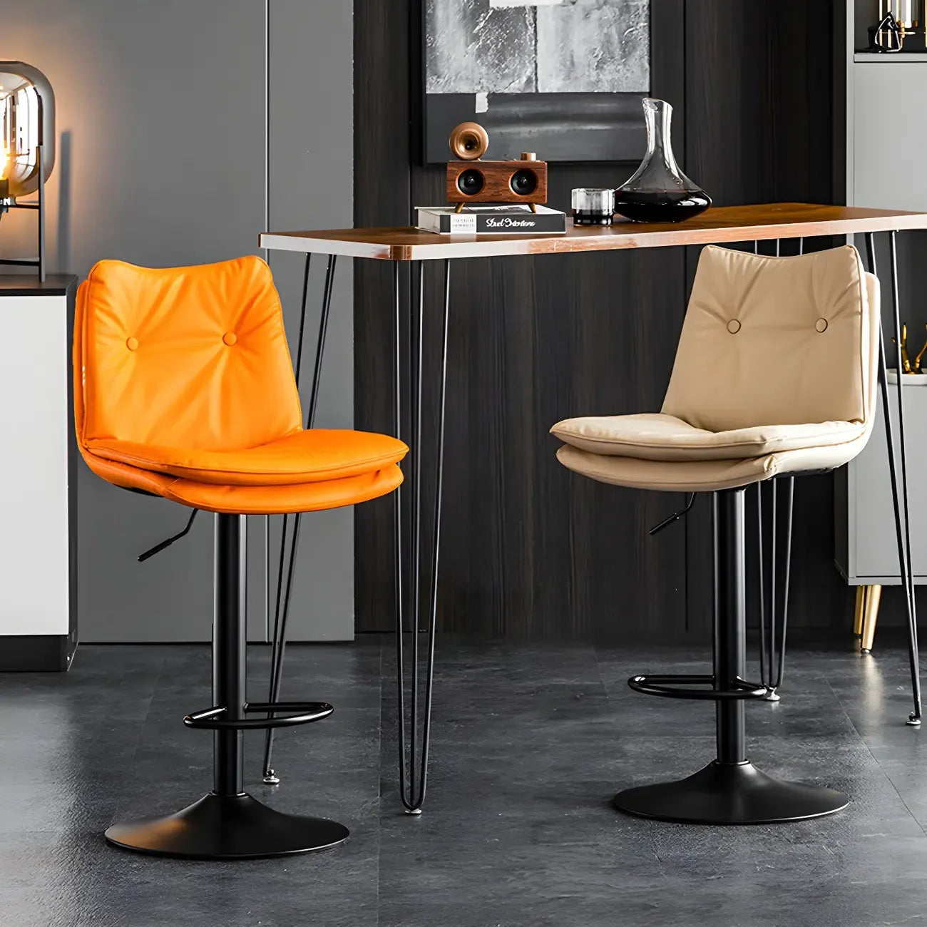 Tabourets de bar pivotants en cuir réglables modernes