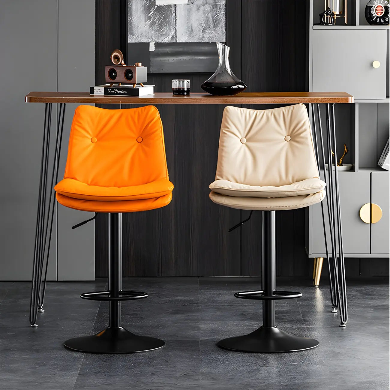 Tabourets de bar pivotants en cuir réglables modernes