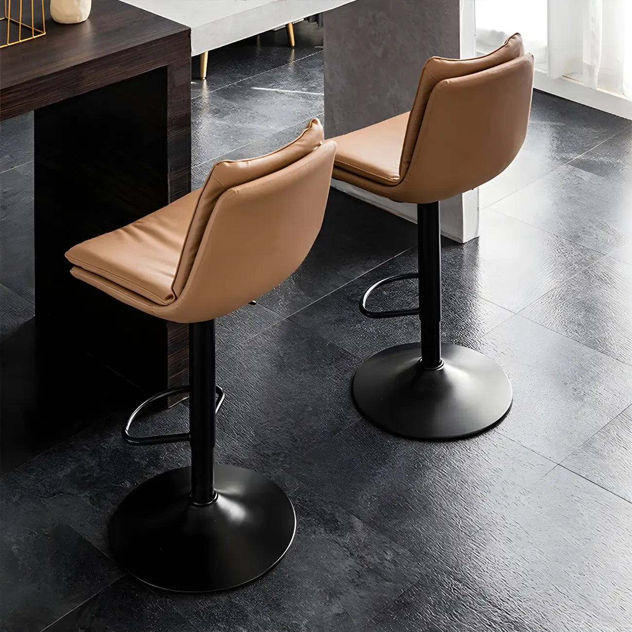 Tabourets de bar pivotants en cuir réglables modernes