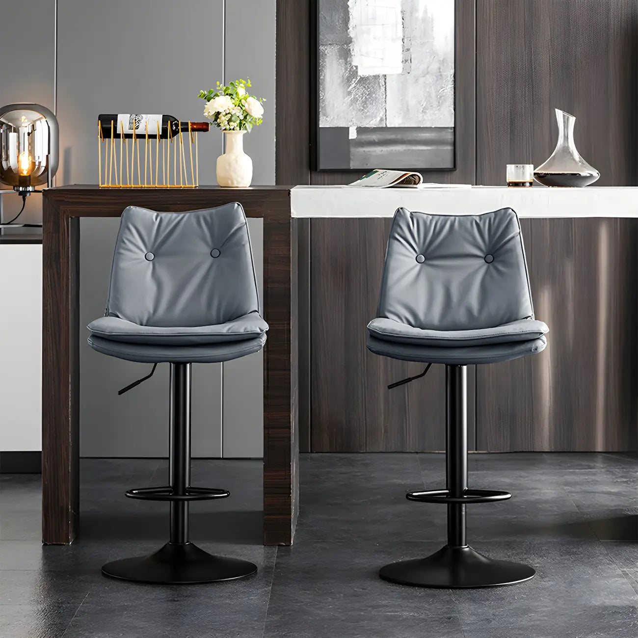 Tabourets de bar pivotants en cuir réglables modernes