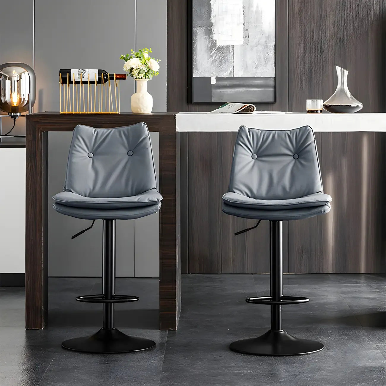 Tabourets de bar pivotants en cuir réglables modernes