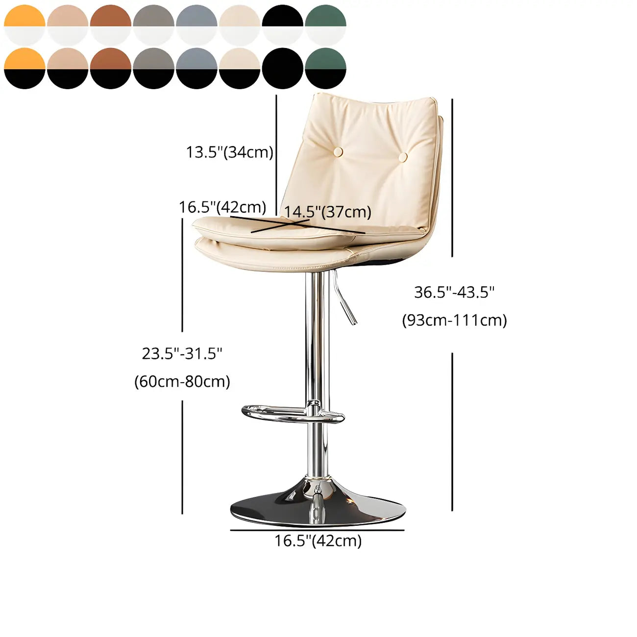 Tabourets de bar pivotants en cuir réglables modernes
