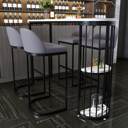 Table de bar moderne en faux marbre avec structure en métal pour la cuisine