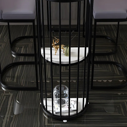 Table de bar moderne en faux marbre avec structure en métal pour la cuisine