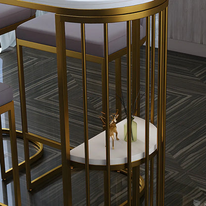 Table de bar moderne en faux marbre avec structure en métal pour la cuisine