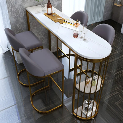 Table de bar moderne en faux marbre avec structure en métal pour la cuisine