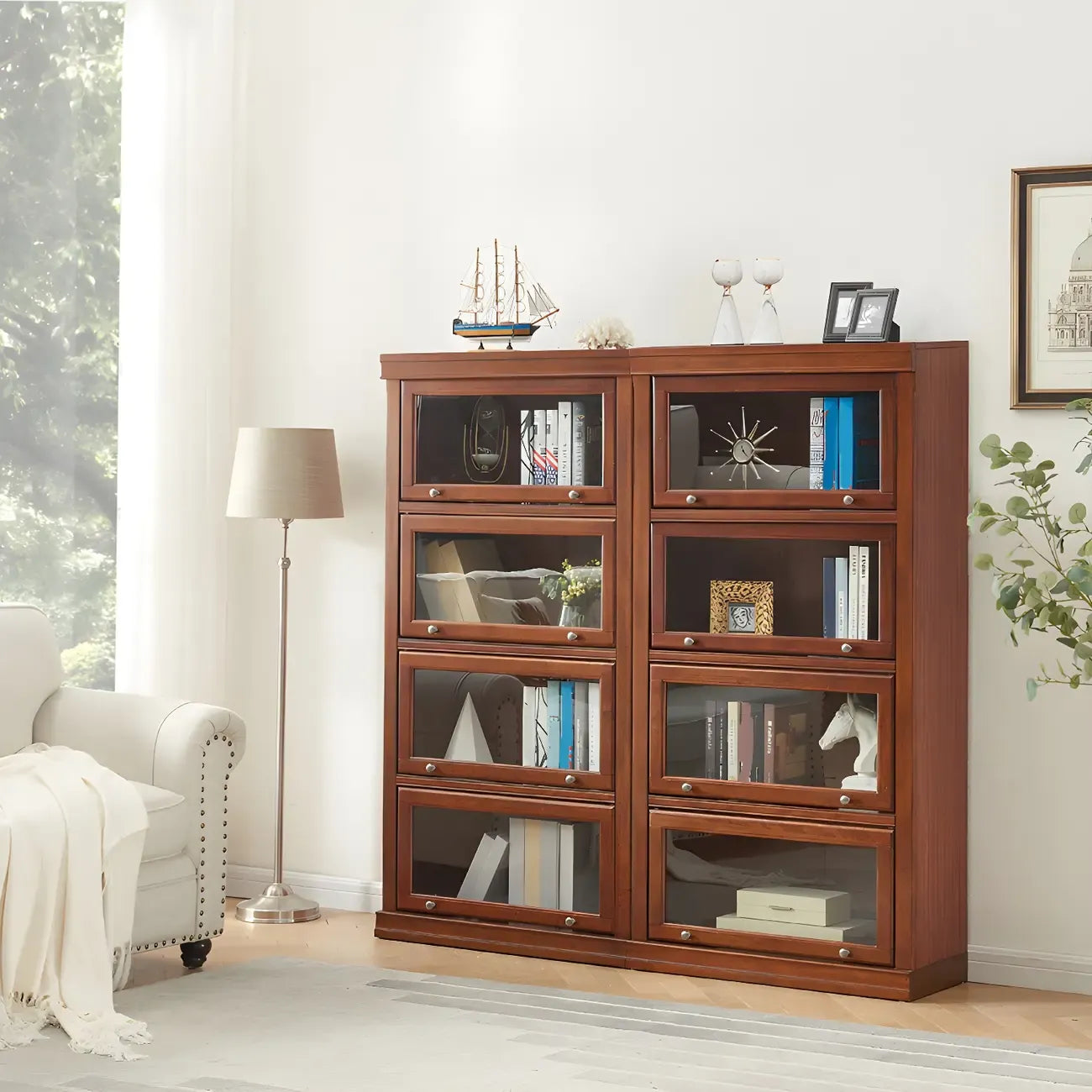 Bibliothèque verticale moderne en bois avec rangement