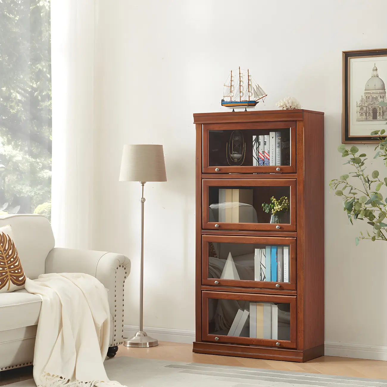Bibliothèque verticale moderne en bois avec rangement