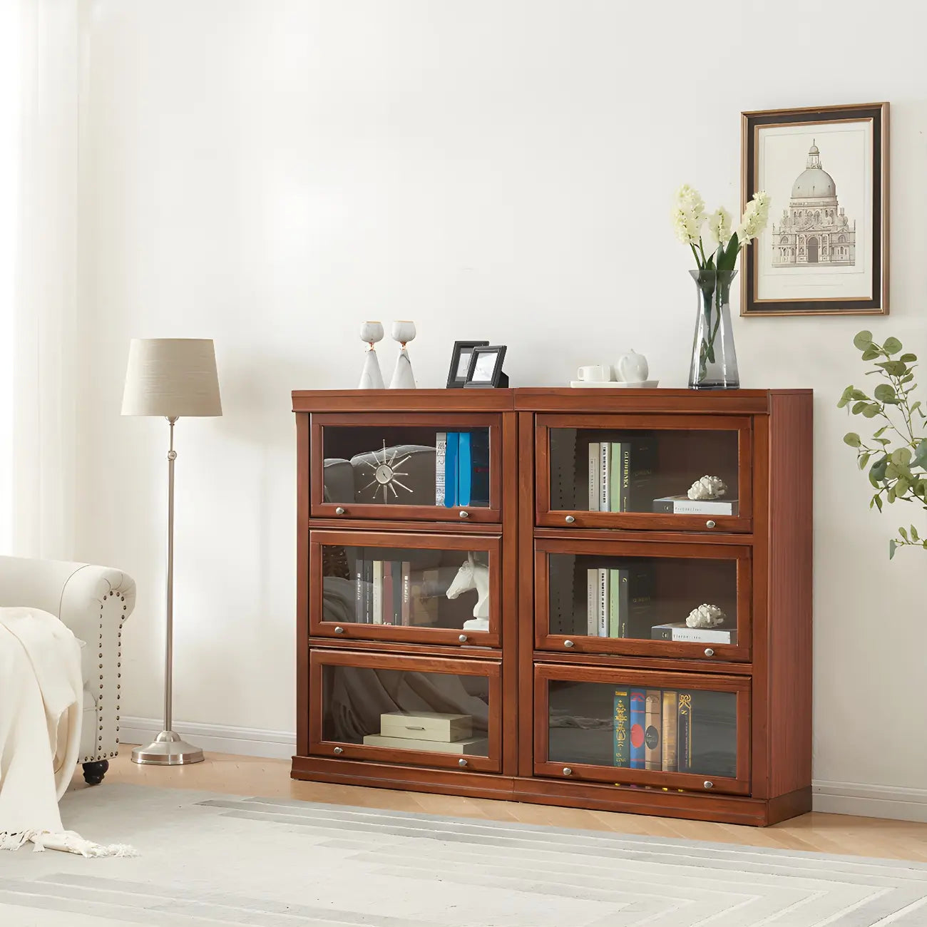 Bibliothèque verticale moderne en bois avec rangement