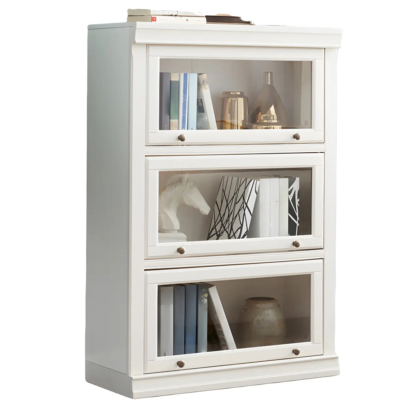 Bibliothèque verticale contemporaine à 3 niveaux en bois blanc