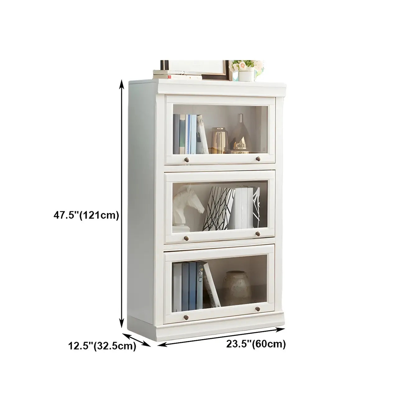 Bibliothèque verticale contemporaine à 3 niveaux en bois blanc