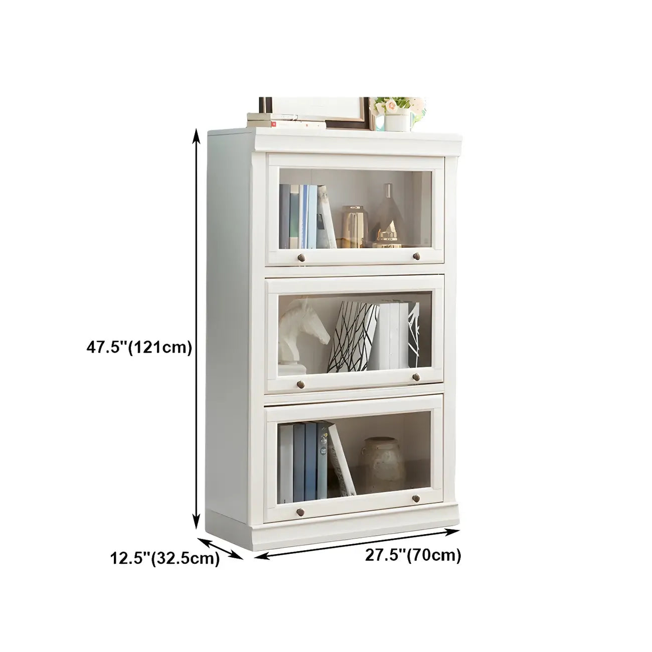 Bibliothèque verticale contemporaine à 3 niveaux en bois blanc