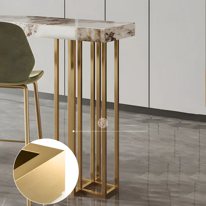 Tables de bar rectangulaires Glam Pandora en pierre dorée