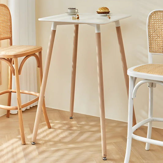 Table de bar carrée petite hauteur en bois naturel