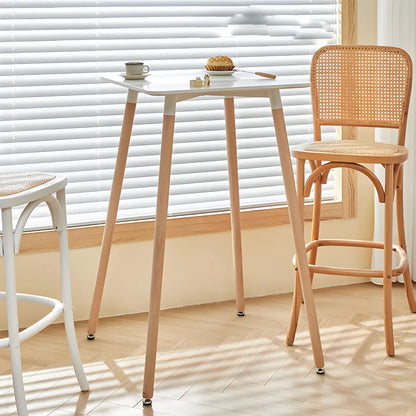 Table de bar carrée petite hauteur en bois naturel