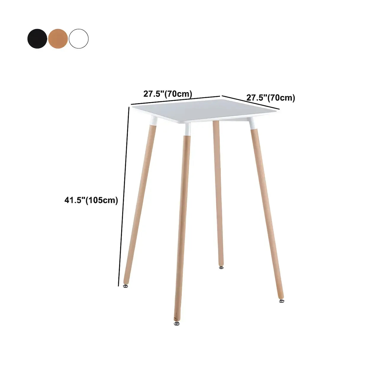 Table de bar carrée petite hauteur en bois naturel