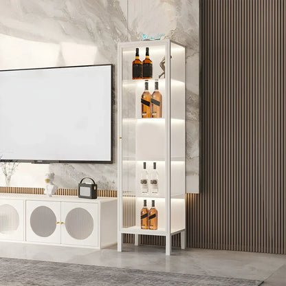 Élégante vitrine moderne en métal noir et verre.