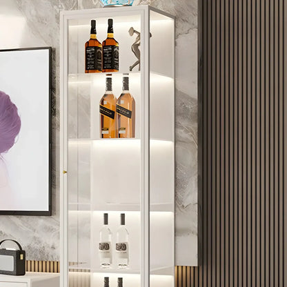 Élégante vitrine moderne en métal noir et verre.