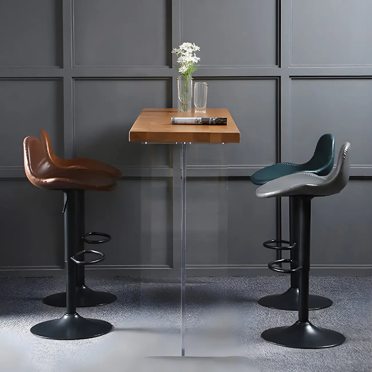 Tabourets de bar modernes en cuir réglables avec repose-pieds pour bar à domicile