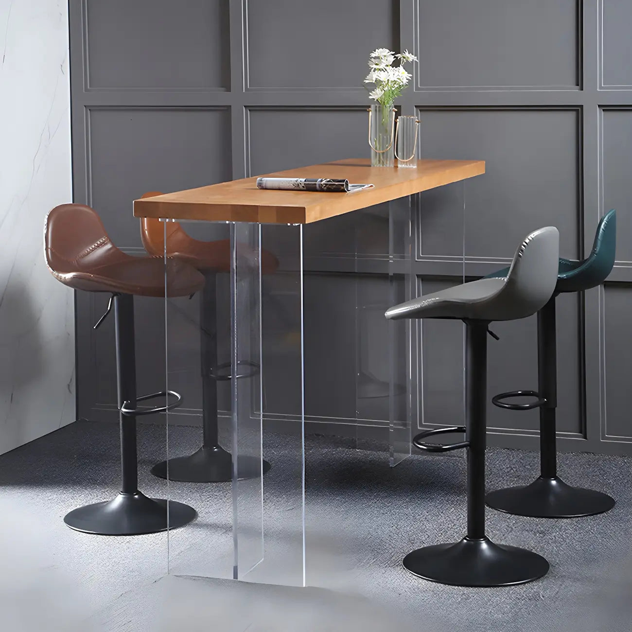 Tabourets de bar modernes en cuir réglables avec repose-pieds pour bar à domicile