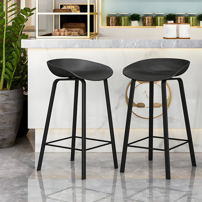 Tabouret de bar ergonomique au design élégant et contemporain en métal noir
