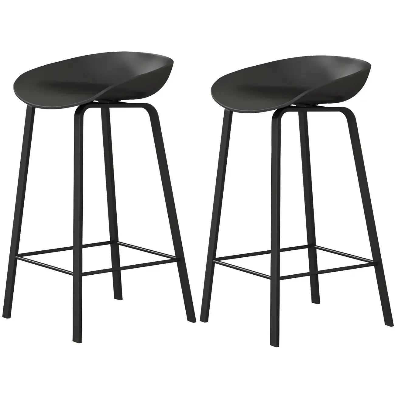 Tabouret de bar ergonomique au design élégant et contemporain en métal noir
