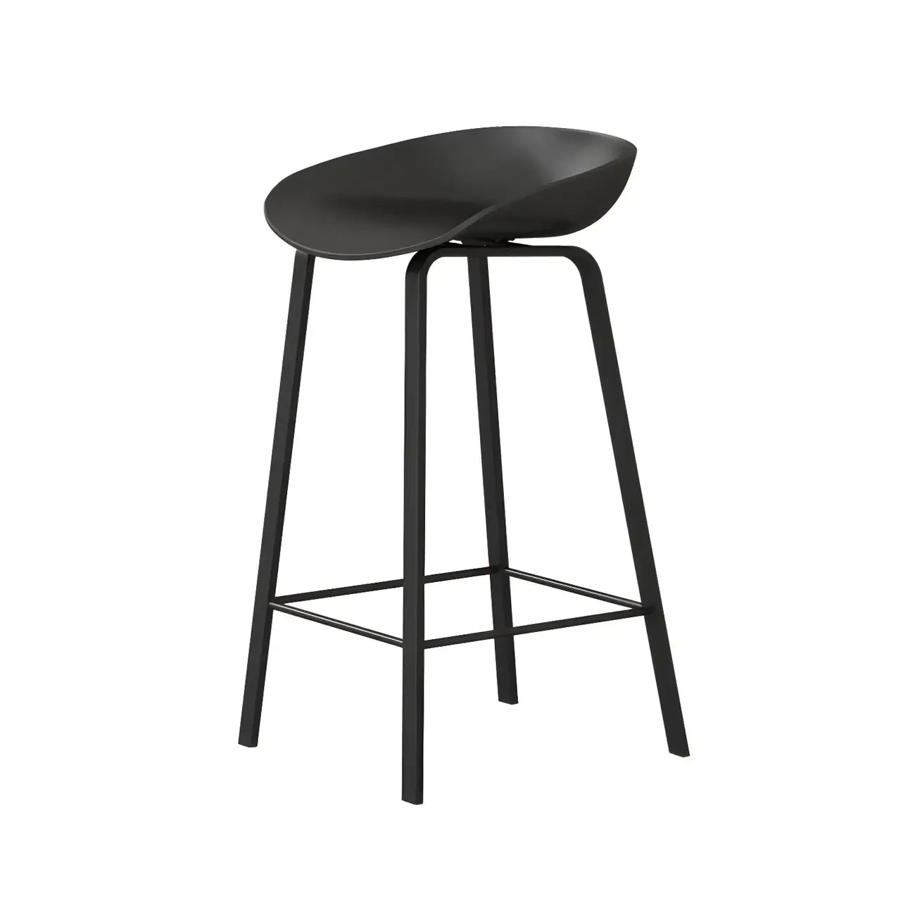 Tabouret de bar ergonomique au design élégant et contemporain en métal noir