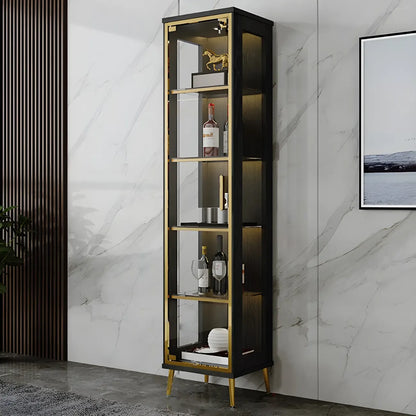 Vitrine glamour en bois noir et verre