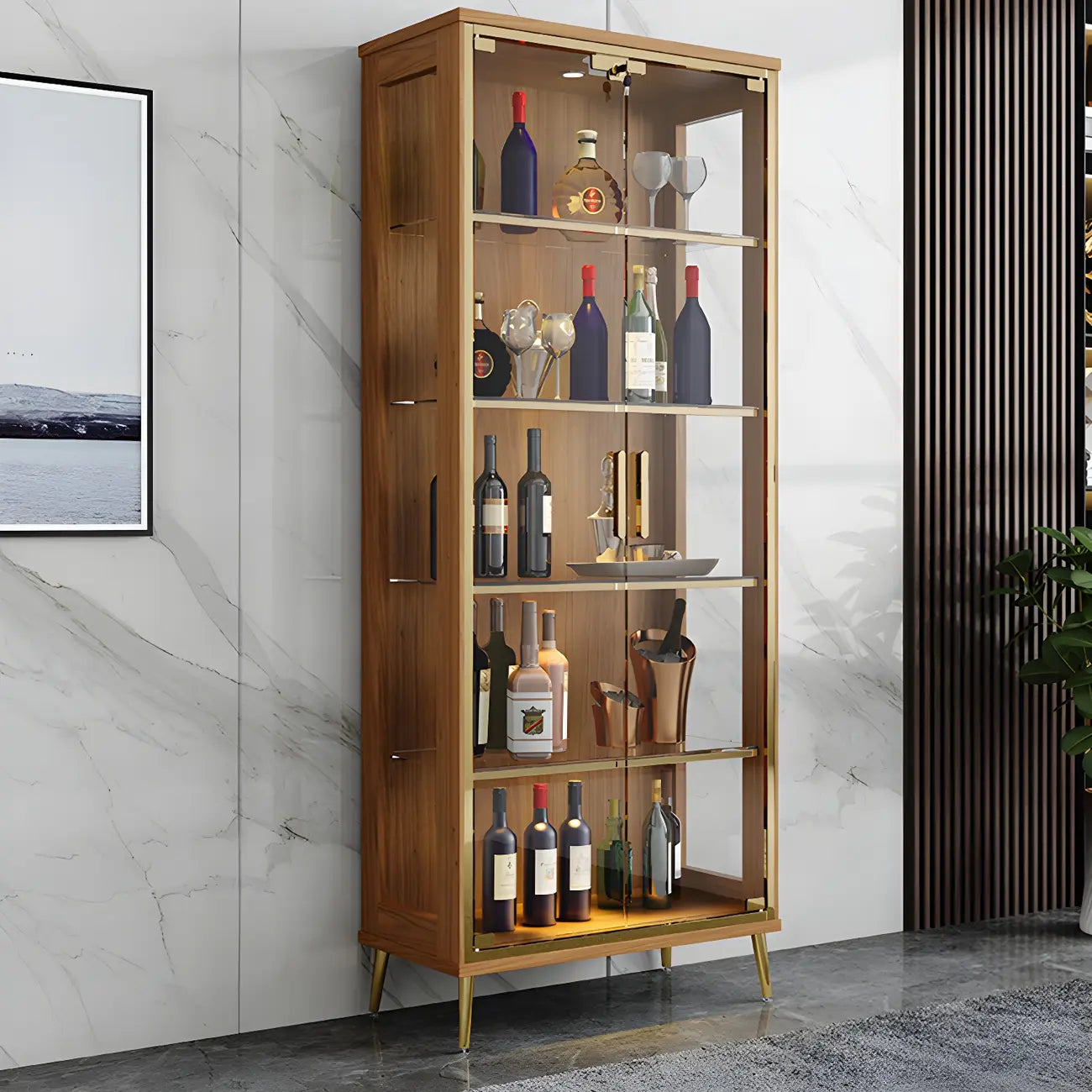 Vitrine glamour en bois noir et verre