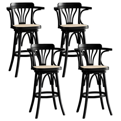 Tabouret de bar bas en rotin carré intemporel, marron/noir