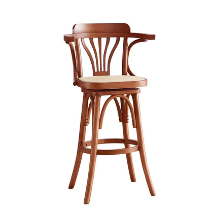 Tabouret de bar bas en rotin carré intemporel, marron/noir