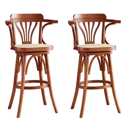 Tabouret de bar bas en rotin carré intemporel, marron/noir